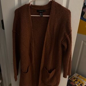Forever 21 Rust Brown Open-Front Knit Cardigan